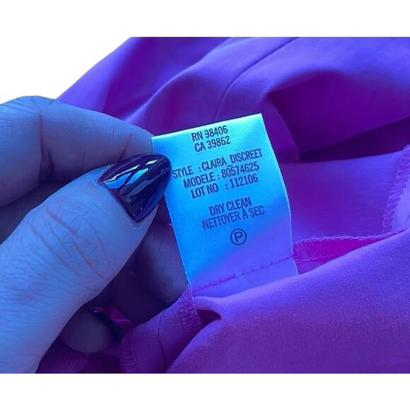 Theory Claire Discreet Strapless Cotton Blend Mini Dress Hot Pink - Size 8 - Picture 8 of 10